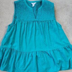 Crown & Ivy™ Women's Sleeveless Smocked Peasant Top Blouse Shirt - Medium